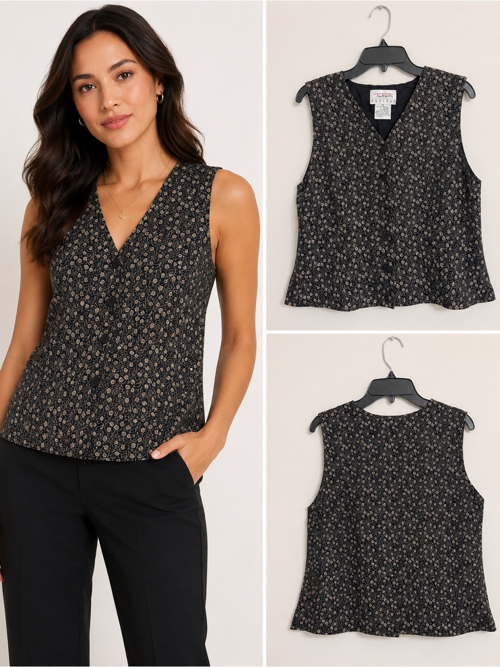 Talbots Petites Floral Print Button Front Sleeveless Blouse Top Size 12P